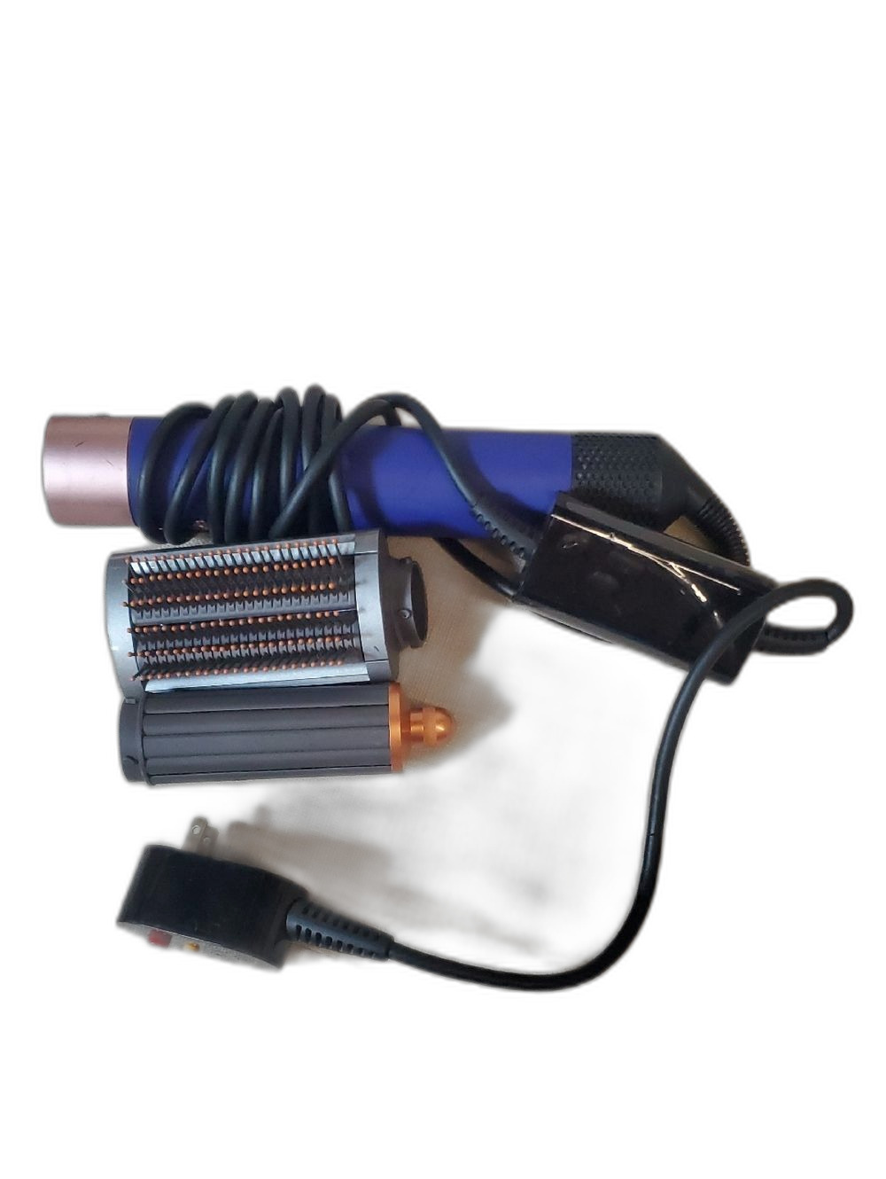 Dyson purple and copper hair styler with attachments